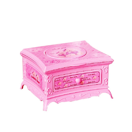 Classic Dressing Table Rotating Girl Music Box With Mirror Drawer Music Box(Pink)-garmade.com