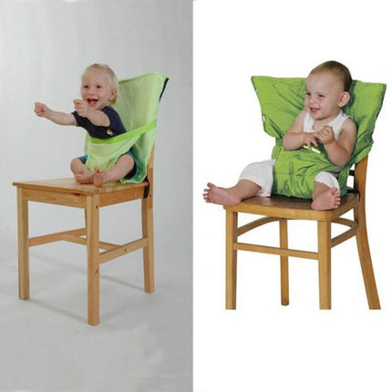 Baby Portable Seat Kids Chair Travel Foldable Washable Infant Dining Seat Cover Safety Belt(Green)-garmade.com