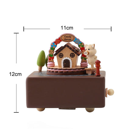 Wooden Music Box Wooden Crafts Creative Gift Home Decoration, Style:Candy House-garmade.com