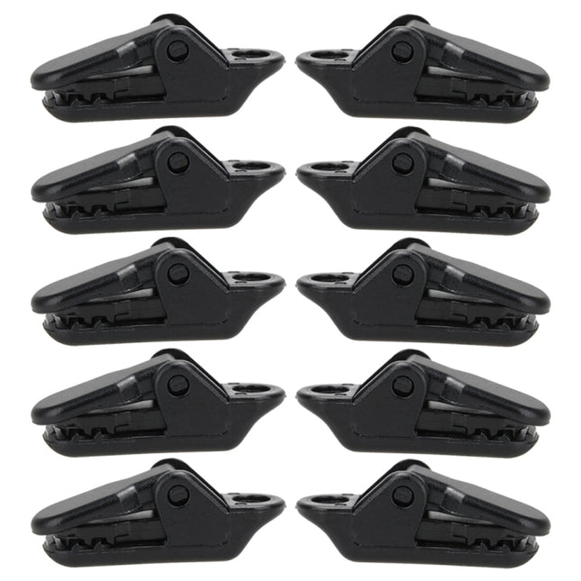100pcs Tents Accessories Awning Wind Rope Clamp Plastic Clip Outdoor Camping Tent Alligator Cip Hook(Black)-garmade.com