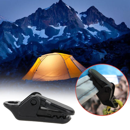 100pcs Tents Accessories Awning Wind Rope Clamp Plastic Clip Outdoor Camping Tent Alligator Cip Hook(Black)-garmade.com