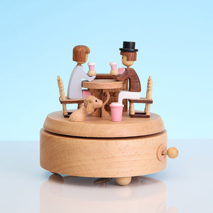 Creative Rotating Wooden Music Box Home Desktop Decoration, Style:Lover Dating-garmade.com