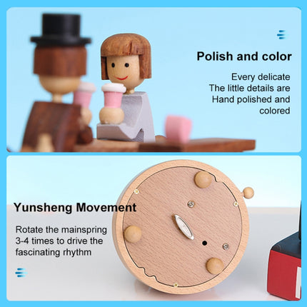 Creative Rotating Wooden Music Box Home Desktop Decoration, Style:Lover Dating-garmade.com