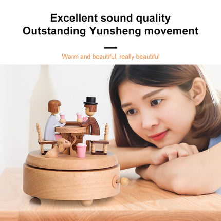 Creative Rotating Wooden Music Box Home Desktop Decoration, Style:Lover Dating-garmade.com