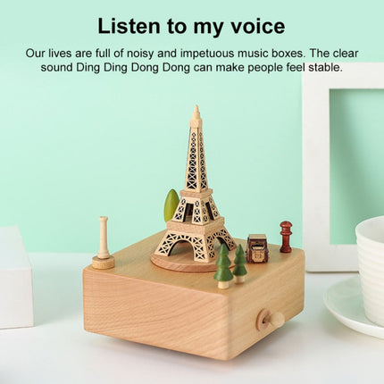 Home Creative Gift Wooden Music Box Iron Tower Music Box Decoration, Style:Iron Tower-garmade.com