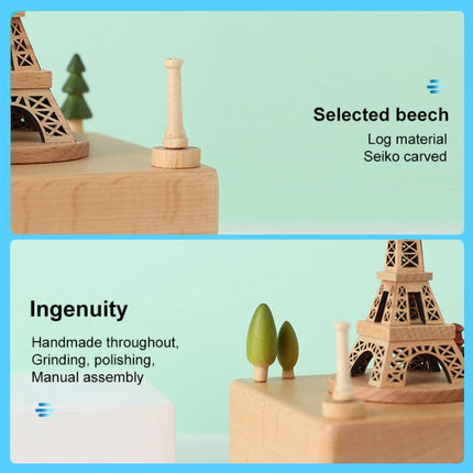 Home Creative Gift Wooden Music Box Iron Tower Music Box Decoration, Style:Iron Tower-garmade.com