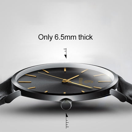 KEMANQI Simple Ultra-thin Waterproof Steel Mesh Belt Quartz Watch for Men( Ultra-thin black shell black dial black band)-garmade.com