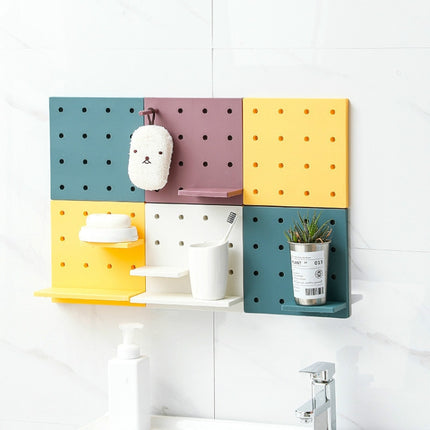 3 PCS Punch-Free Household Small Storage Racks For Kitchen & Bathroom Wall Finishing Racks(Yellow)-garmade.com