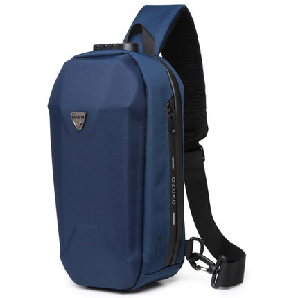Ozuko 9321 Outdoor Anti-Theft Oxford Cloth Men Chest Bag Waterproof Messenger Bag with External USB Charging Port(Navy Blue)-garmade.com