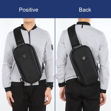 Ozuko 9321 Outdoor Anti-Theft Oxford Cloth Men Chest Bag Waterproof Messenger Bag with External USB Charging Port(Black)-garmade.com