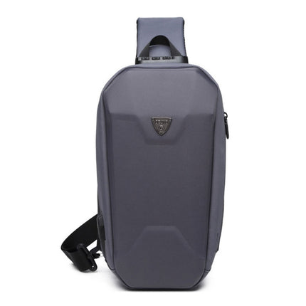 Ozuko 9321 Outdoor Anti-Theft Oxford Cloth Men Chest Bag Waterproof Messenger Bag with External USB Charging Port(Dark Gray)-garmade.com