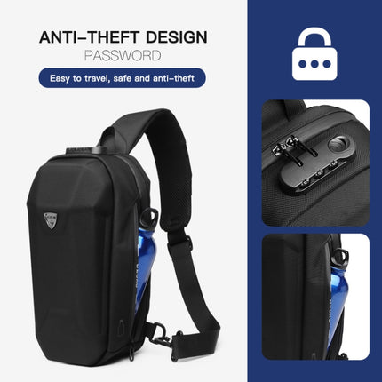 Ozuko 9321 Outdoor Anti-Theft Oxford Cloth Men Chest Bag Waterproof Messenger Bag with External USB Charging Port(Dark Gray)-garmade.com