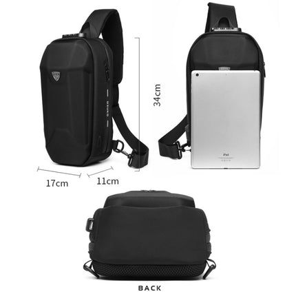 Ozuko 9321 Outdoor Anti-Theft Oxford Cloth Men Chest Bag Waterproof Messenger Bag with External USB Charging Port(Brown)-garmade.com