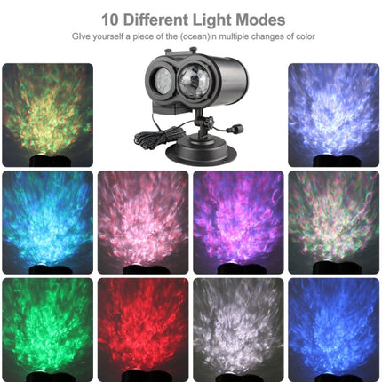 16 Patterns 12W RGBW LED Double Tube Water Waves Lamp Christmas Projection Light(US Plug)-garmade.com