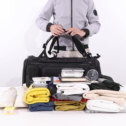 Ozuko 9326 Men Outdoor Multifunctional Anti-theft Backpack Sports Waterproof Travel Shoulders Bag with External USB Charging Port(Dark Gray)-garmade.com