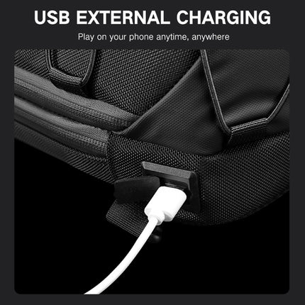 Ozuko 9357 Men Waterproof Oxford Cloth Anti-Theft Shoulder Messenger Bag with External USB Charging Port(Black)-garmade.com