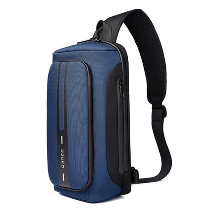 Ozuko 9315 Outdoor Waterproof Men Business Chest Bag Anti-theft Shoulder Messenger Bag with External USB Charging Port(Dark Blue)-garmade.com