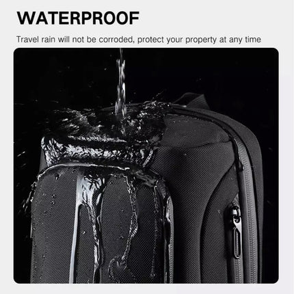 Ozuko 9315 Outdoor Waterproof Men Business Chest Bag Anti-theft Shoulder Messenger Bag with External USB Charging Port(Dark Blue)-garmade.com