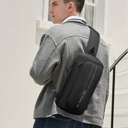 Ozuko 9315 Outdoor Waterproof Men Business Chest Bag Anti-theft Shoulder Messenger Bag with External USB Charging Port(Black)-garmade.com