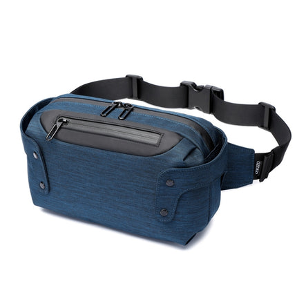 Ozuko 9360 Outdoor Waterproof Men Sports Waist Bag Messenger Bag with External USB Charging Port(Dark Blue)-garmade.com