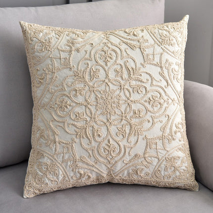 Cotton Cord Embroidery Pillow Cushion Cover without Core, Size: 50x50cm(Linen)-garmade.com