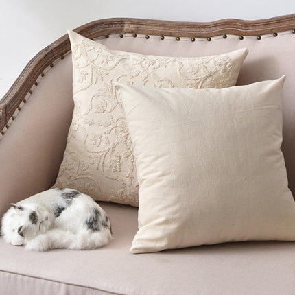 Cotton Cord Embroidery Pillow Cushion Cover without Core, Size: 50x50cm(White)-garmade.com