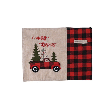 Christmas Decorations Red And Black Plaid Car Christmas Placemat Cartoon Tablecloth Table Mats-garmade.com