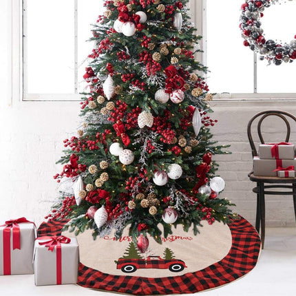 Christmas Decoration Supplies Linen Christmas Tree Skirt Car Christmas Tree Skirt-garmade.com