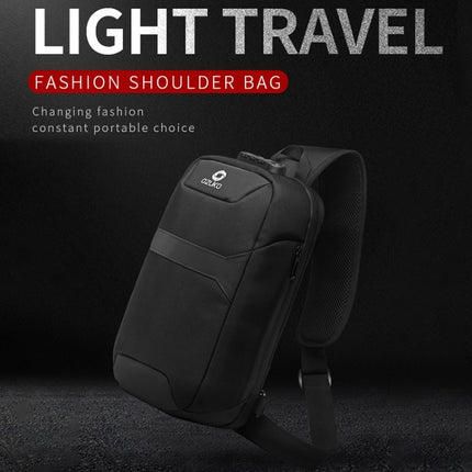 Ozuko 9270 Men Outdoor Anti-Theft Chest Bag Multifunctional Waterproof Messenger Bag with External USB Charging Port(Dark Blue)-garmade.com