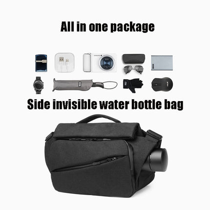 Ozuko 9349 Multifunctional Waterproof Men Messenger Bag with External USB Charging Port(Black)-garmade.com