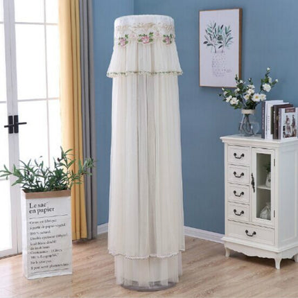 Lace Vertical Round Column Air Conditioner Dust Cover, Size:170cm(White)-garmade.com