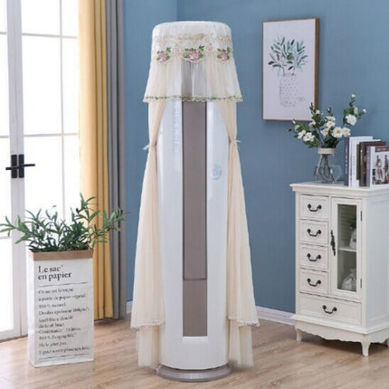 Lace Vertical Round Column Air Conditioner Dust Cover, Size:170cm(White)-garmade.com