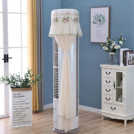 Lace Vertical Round Column Air Conditioner Dust Cover, Size:175cm(White)-garmade.com