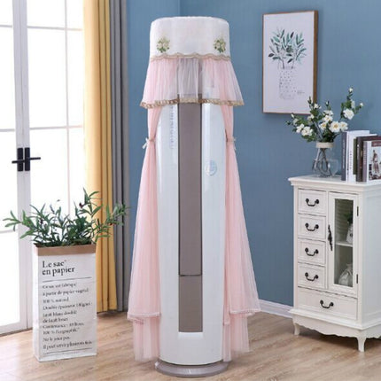 Lace Vertical Round Column Air Conditioner Dust Cover, Size:180cm(Pink)-garmade.com