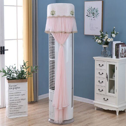 Lace Vertical Round Column Air Conditioner Dust Cover, Size:180cm(Pink)-garmade.com
