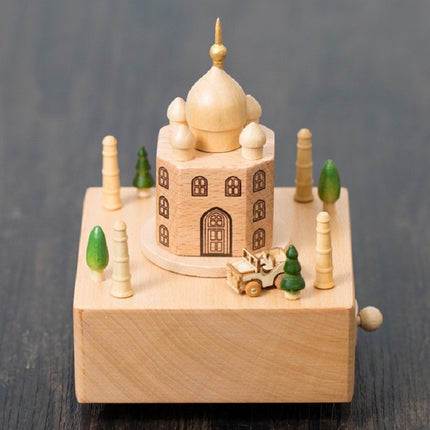 Wooden Music Box Wooden Crafts Creative Gift Desktop Decoration, Style:Taj Mahal-garmade.com