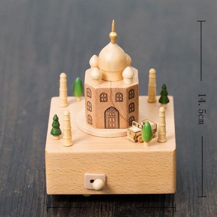Wooden Music Box Wooden Crafts Creative Gift Desktop Decoration, Style:Taj Mahal-garmade.com