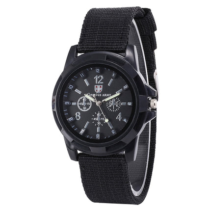 055 Men Canvas Strap Luminous Watch(Black belt black face)-garmade.com