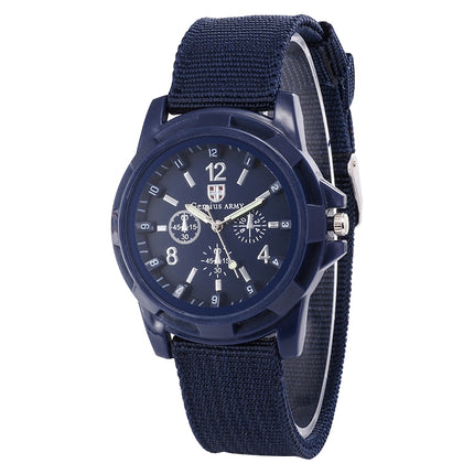 055 Men Canvas Strap Luminous Watch(Blue dial)-garmade.com