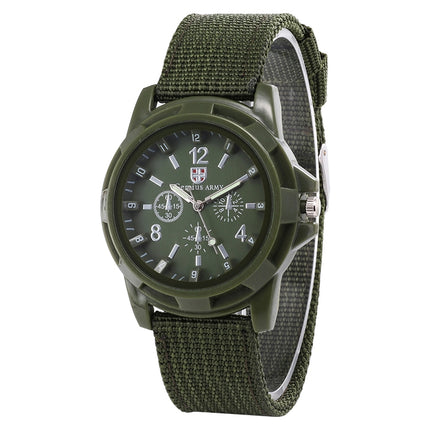 055 Men Canvas Strap Luminous Watch(Green )-garmade.com