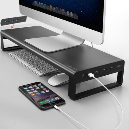 Vaydeer Metal Display Increase Rack Multifunctional Usb Wireless Laptop Screen Stand, Style:L-Top Configuration-Black(2xSplitter+8xUSB3.0 (Black)-garmade.com