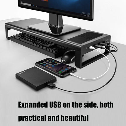 Vaydeer Metal Display Increase Rack Multifunctional Usb Wireless Laptop Screen Stand, Style:L-Top Configuration-Black(2xSplitter+8xUSB3.0 (Black)-garmade.com