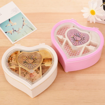 Heart Shape Dancing Ballerina Music Box Plastic Jewellery Box Girls Carousel Hand Crank Gift(Pink)-garmade.com