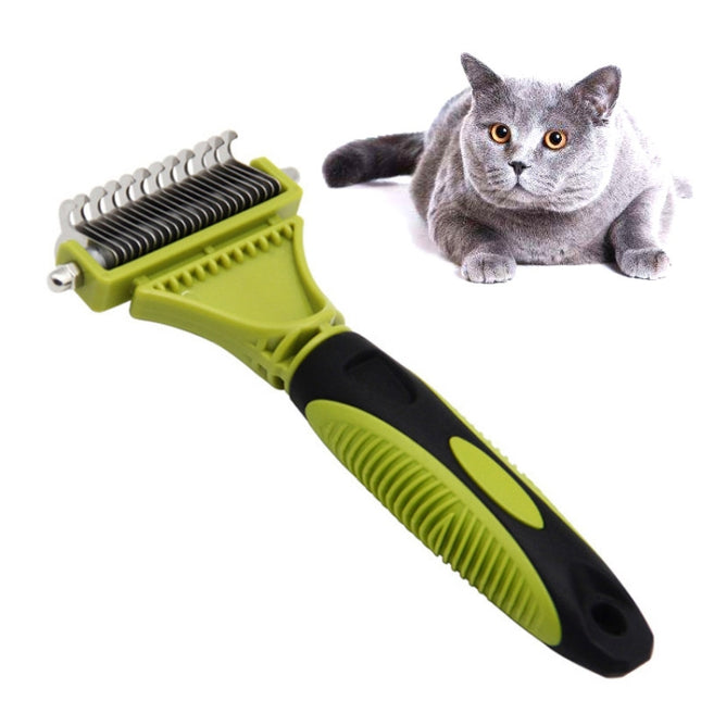 Pet Cat and Dog Cleaning Comb Double-sided Open Knot Hair Brushing Beauty Comb(Green)-garmade.com