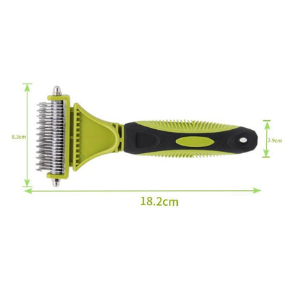 Pet Cat and Dog Cleaning Comb Double-sided Open Knot Hair Brushing Beauty Comb(Green)-garmade.com