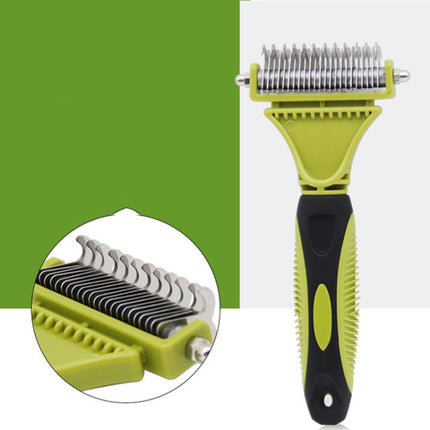 Pet Cat and Dog Cleaning Comb Double-sided Open Knot Hair Brushing Beauty Comb(Green)-garmade.com