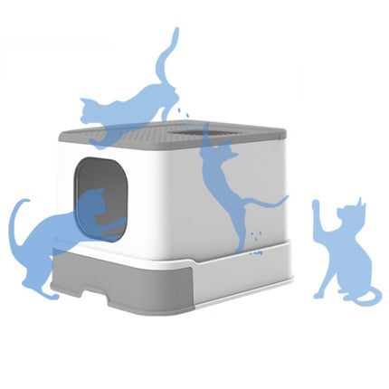 Top Drawer Fully Enclosed Cat Litter Box Pet Supplies(Blue)-garmade.com