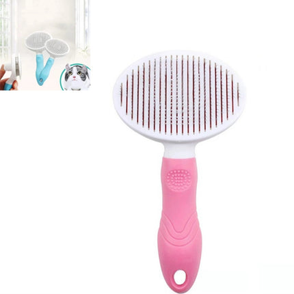 Pet Cat and Dog Hair Removal Beauty Modeling Comb Automatic Hair Loss Self-cleaning Needle Comb(Pink)-garmade.com