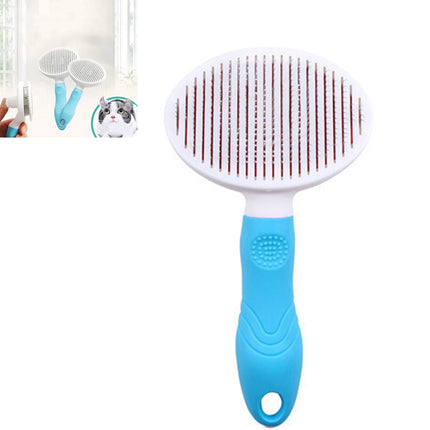 Pet Cat and Dog Hair Removal Beauty Modeling Comb Automatic Hair Loss Self-cleaning Needle Comb(Green)-garmade.com