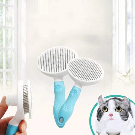 Pet Cat and Dog Hair Removal Beauty Modeling Comb Automatic Hair Loss Self-cleaning Needle Comb(Green)-garmade.com